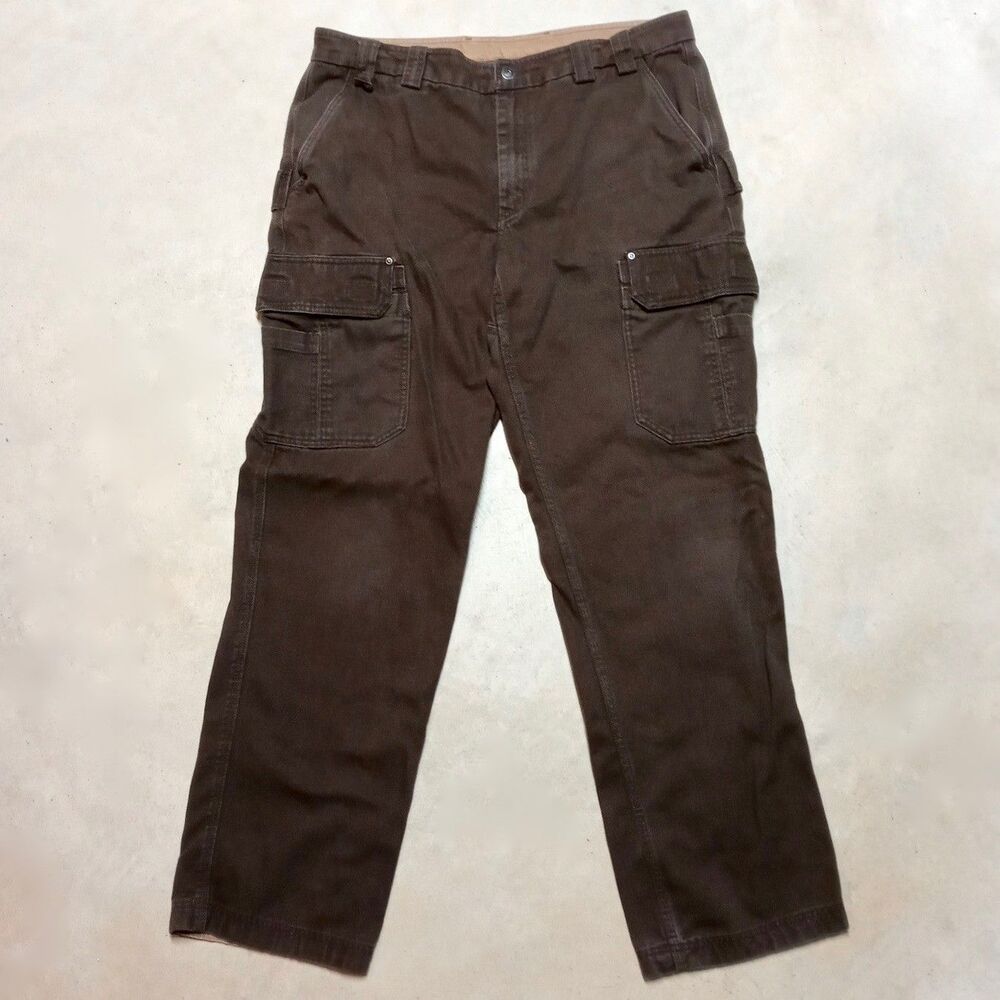 Duluth Trading Cargo Work Pants Size 40x36 Brown Carpenter Utility Canvas